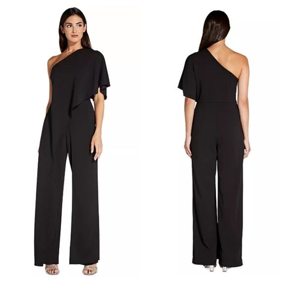 Adrianna Papell Dresses One-Shoulder Jumpsuit Size 4 Black - Picture 1 of 6